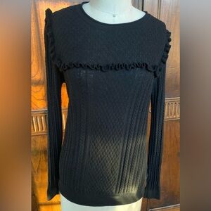 Cashmere cable knot ruffle sweater